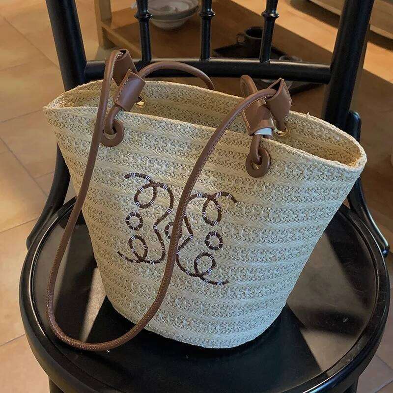 Fashion Retro Handbag Brand Designer Tote Women Straw Shoulder Messenger Bag Elegant Ladies Beach Bags