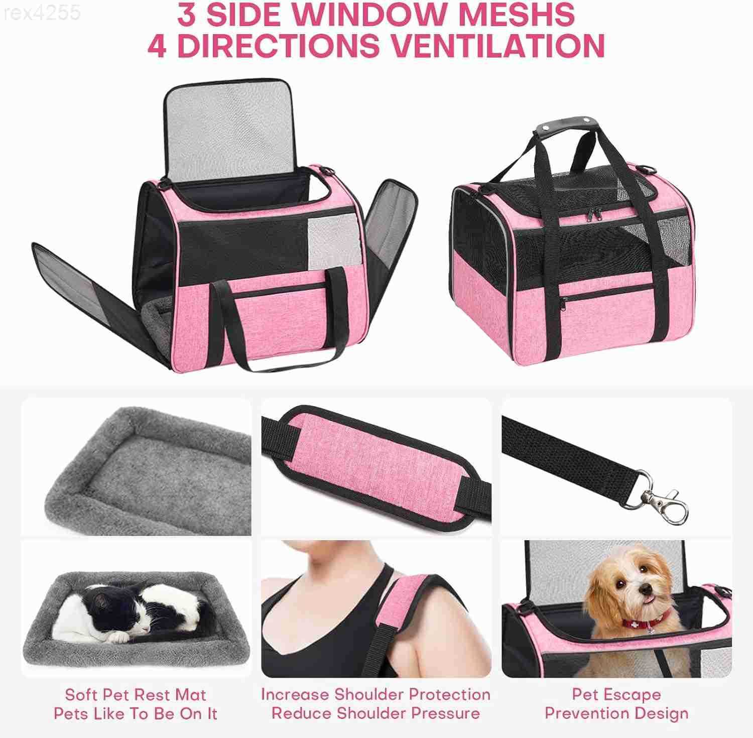 Large Cat Carrier SoftSided AirlineApproved Pet Carrier Bag with Top Opening Portable Travel Carrier for Big Cats Dogs Up to 20lbs Safety Zippers Coll