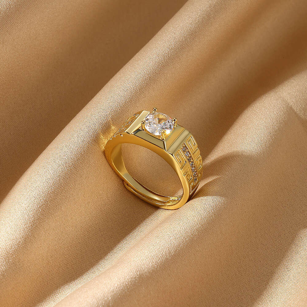 Personalized Gold-Plated Diamond-Studded Unisex Geometric Irregular Ins Niche Trendy Ring