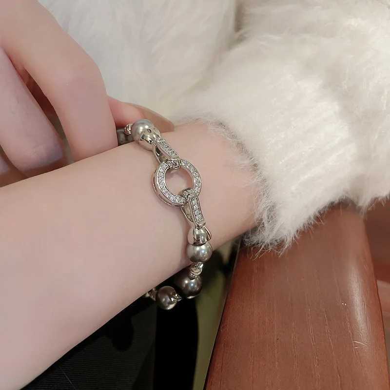 European and Fashion Jewelry Accessories Pearl Crystal Charm Bracelet for Women 2024 New Stainless Steel Cuff Bracelet Y250904