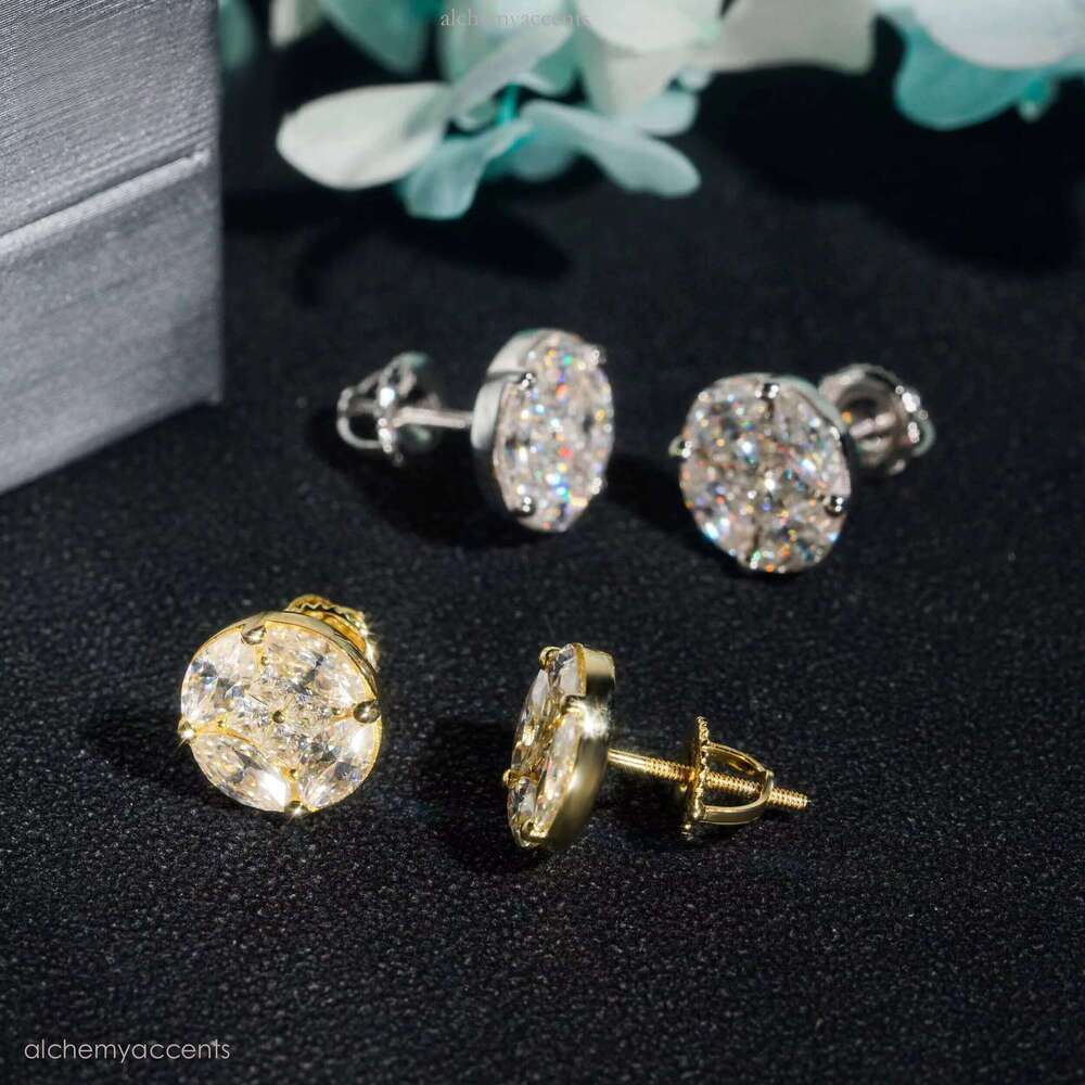 Pass Dia Tester Sterling Sier Hip Hop Stud High Quality Iced Out Vvs Moissanite Earrings