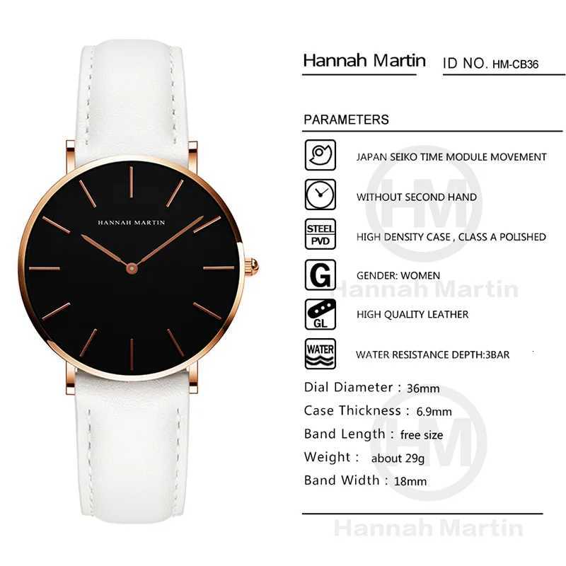 Hh Martin Hot Fashion Simple Japan Quartz Movement Watch Leather Strap Clock Wen Analog Waterproof Wrist watch Reloj Mujer X250904