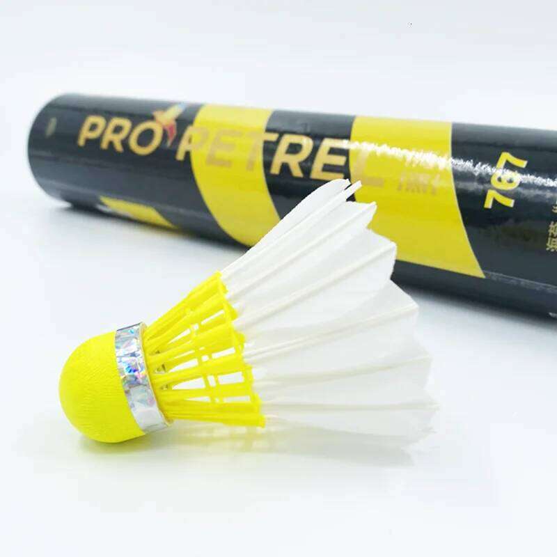 12Pcs Pro Petrel 767 3In1 12Pcs Training Goose Feather Shuttles Birdies Yellow Cork Badminton Indoor Outdoor Sports Game