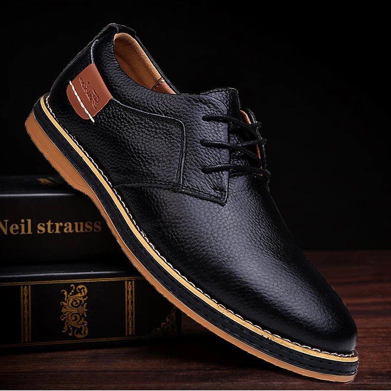 Leather Dress Shoes Men Oxfords Brogue Lace Up Italian Mens Casual Fashion Flat Chelsea Business Shoe 250904