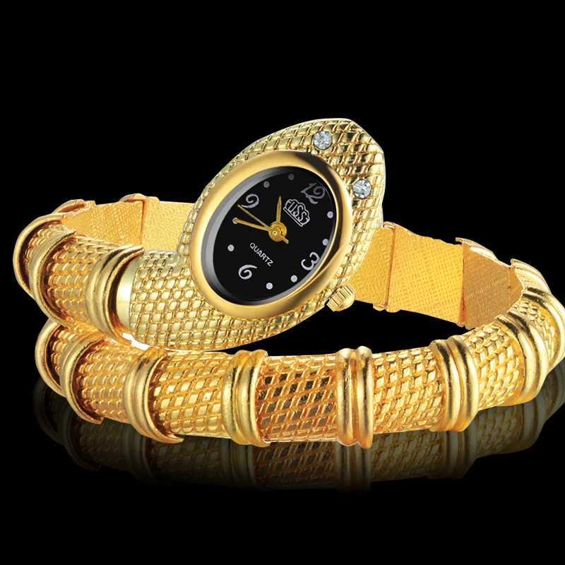 Hot S Unique Fashion Wristwatches Wen Ladies Snake Shaped Bracelet Watch Crystal Fem Watches Luxury Silver Gold Clock X250904