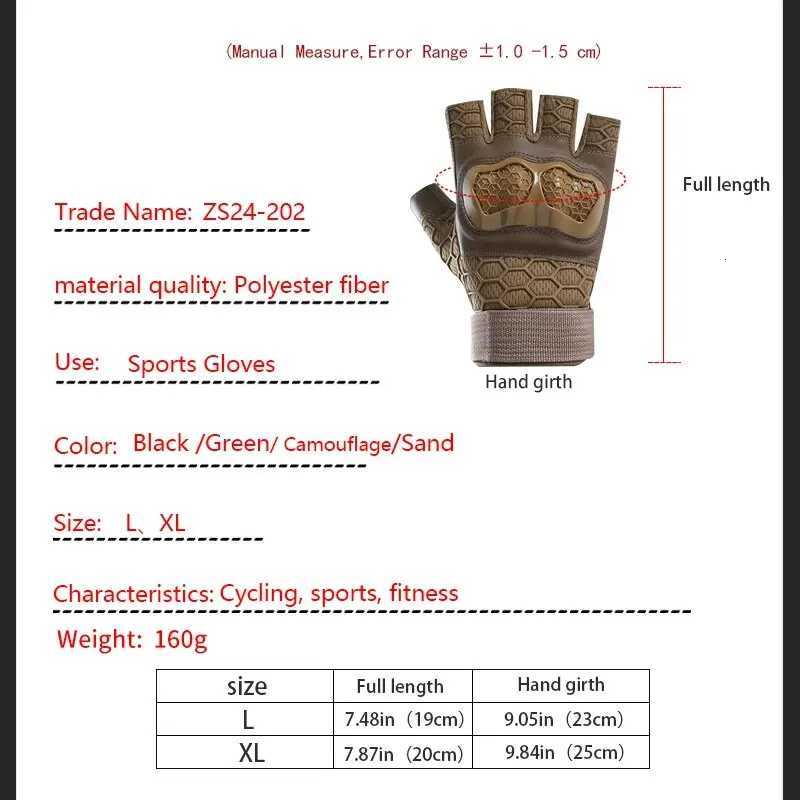 Men Half Finger Tactical Gloves Combat Hunting Hard Shell Protective Fingerss Antiskid Wearresistant Gloearresistant GlovesXJ250904