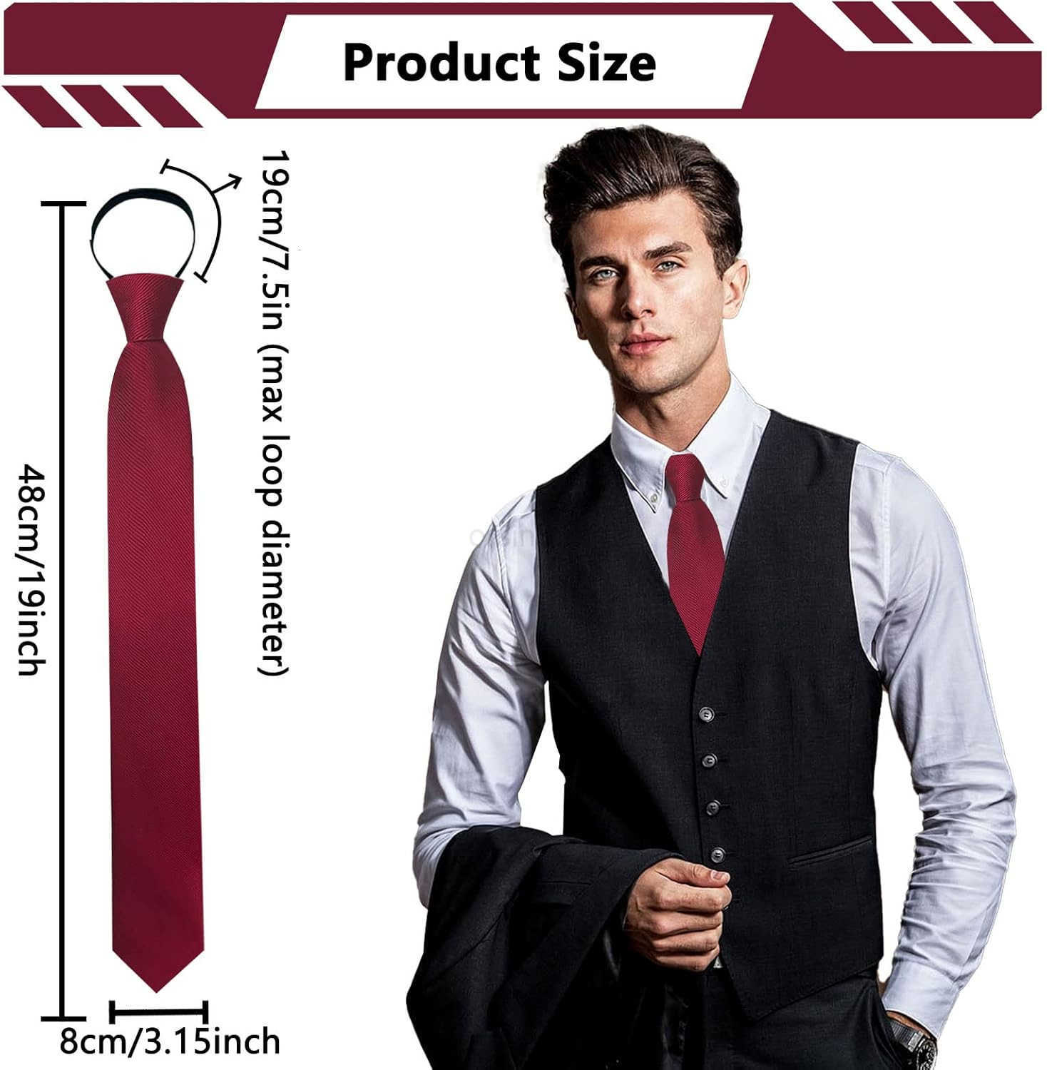 Mens Pretied Adjustable Tie Solid Color 315 Zipper Ties Neckties for Wedding Business Graduation SchoolW250904