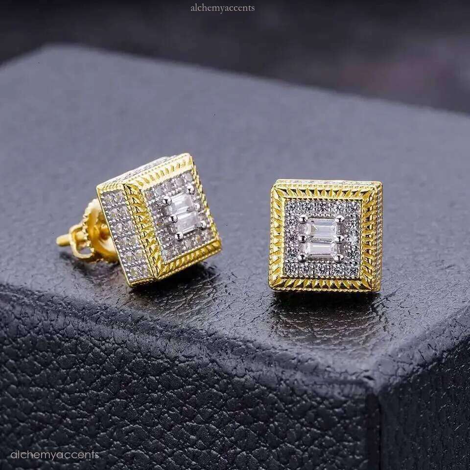 2025 Designer Top Men's 10k Plated Sier Pin VVS Moissanite Real Gold Earrings Jewelry Fashion Gifts