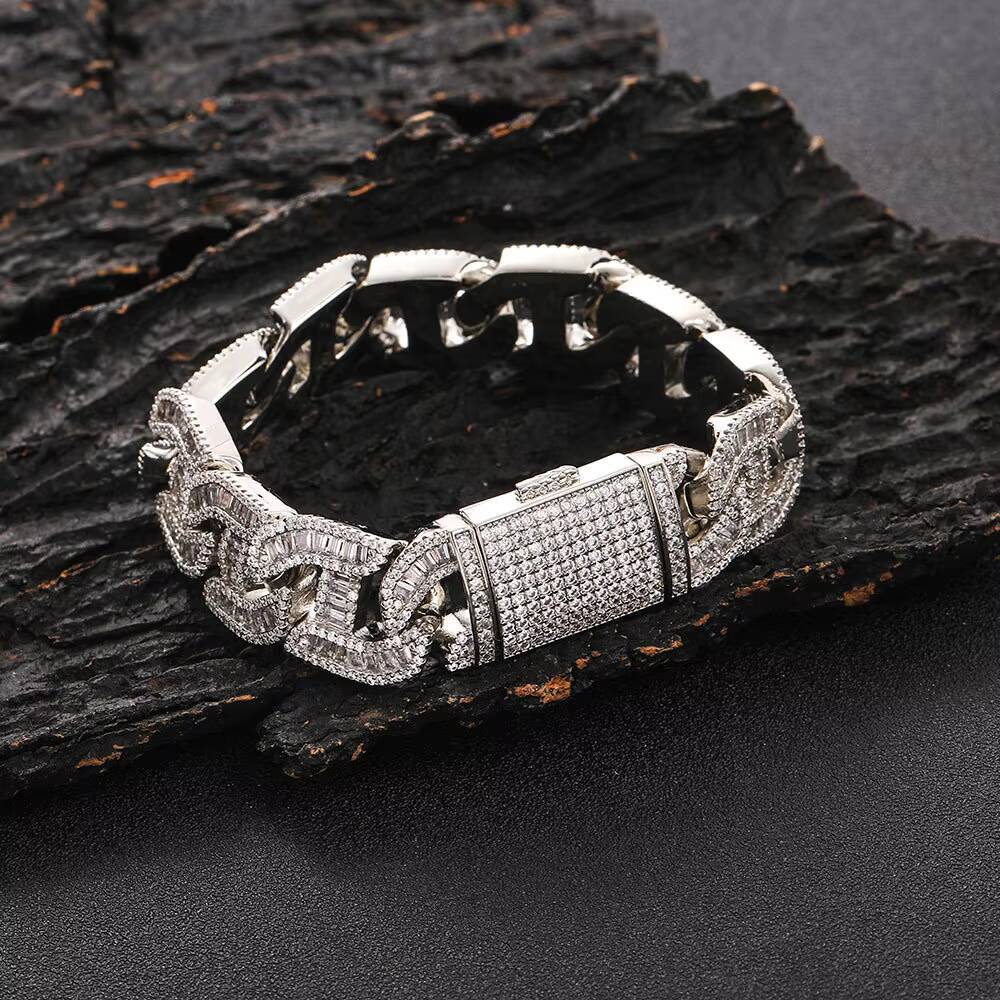 Hip Hop 16mm Diamond Cuban Link Bracelet Men's Jewelry Fashion Link Ring Bracelet 18K Gold Ice Cream Blet