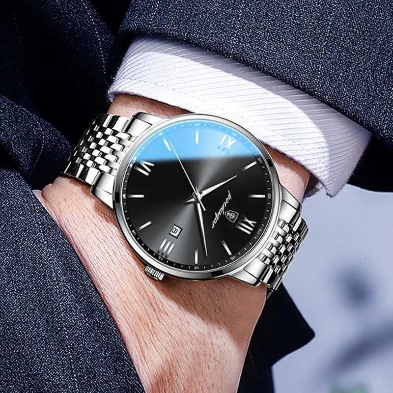 POEDAGAR Top Brand Watch Men Stainless Steel Business Date Clock Waterproof Luminous Watches Mens Luxury Sport Quartz Wristwatch X250904