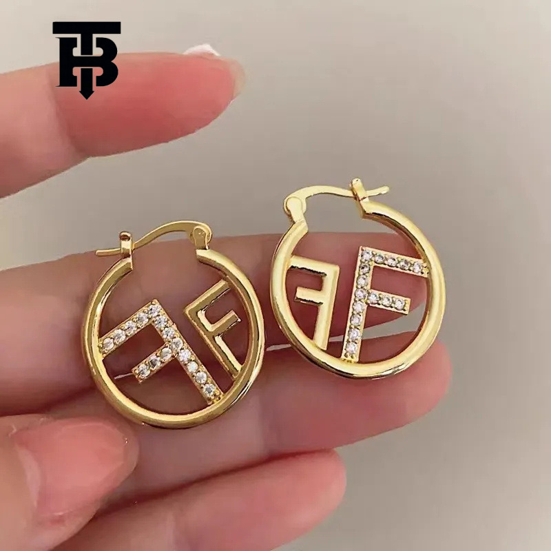 TB BHULAMTE Letter Studded Diamond High-end Women's Earrings Light Luxury Designer Temperament Network Celebrity Personality Jewelry New Fashion 