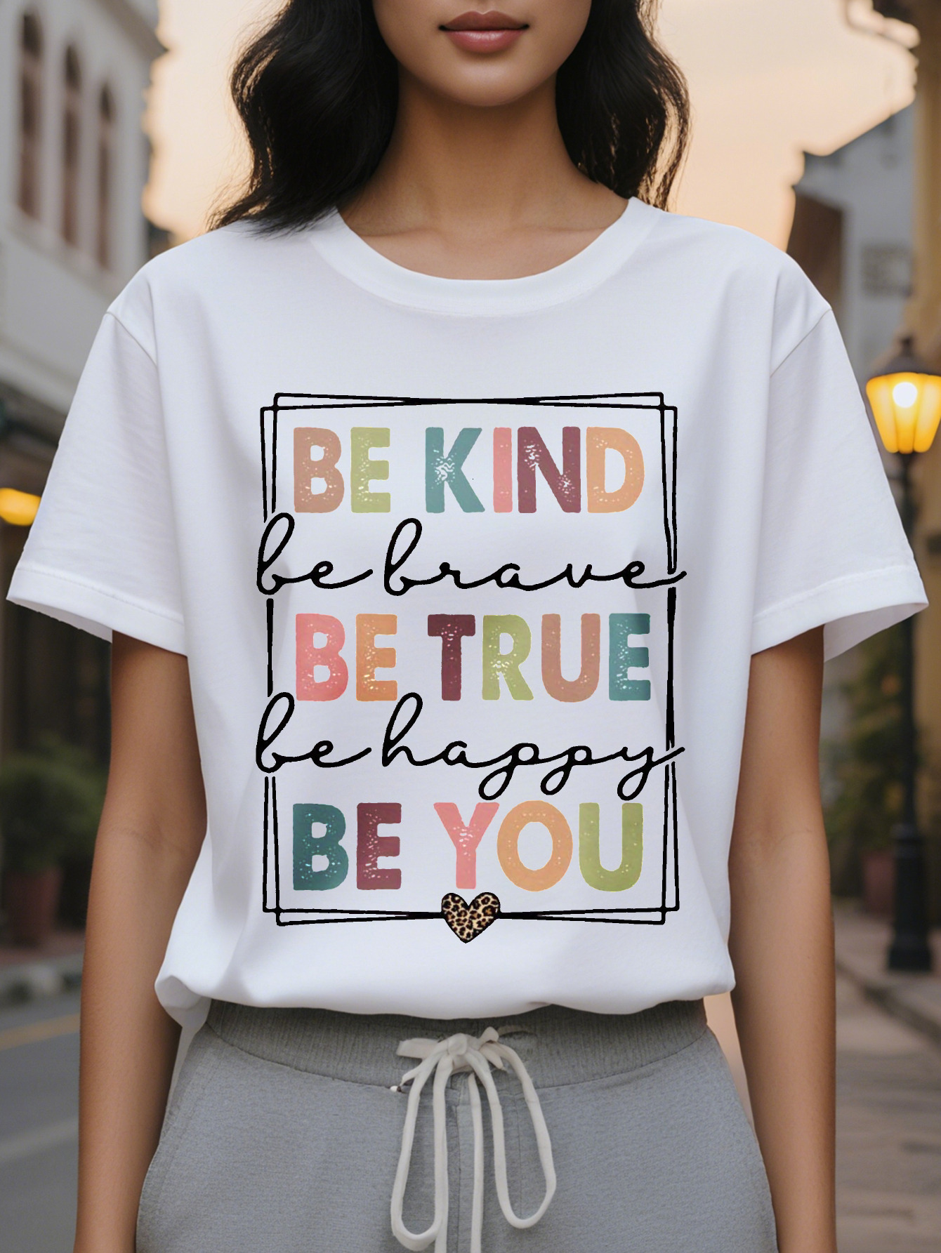 Women s White Be Kind T-Shirt Energy Positive Information Top Soft Daily Casual Shirt Choice of Self Love