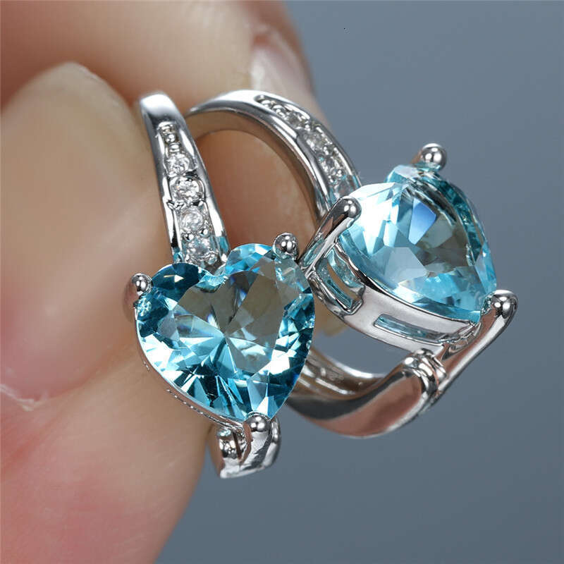 Women Romantic Multi-Color Heart Zircon Hoop Earrings - Silver-Plated Elegant Versatile Statement Jewelry for Daily Wear Date Nights Parties Gifting