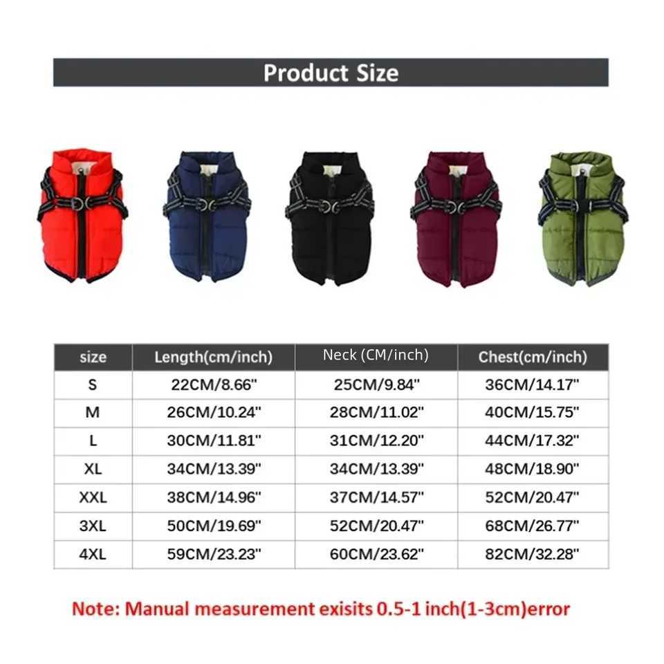 Large Pet Dog et With Harness Winter Soft Warm Dog Clothes Labrador French Bulldog Waterproof Coat Outfit Vest For Dogs W250904