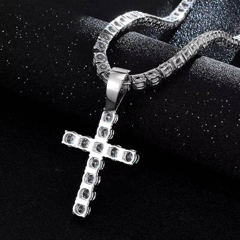 Custom Luxury Mossanite Jewelry Cross Pendant Necklace S925 Silver Moissanite Cross Pendant