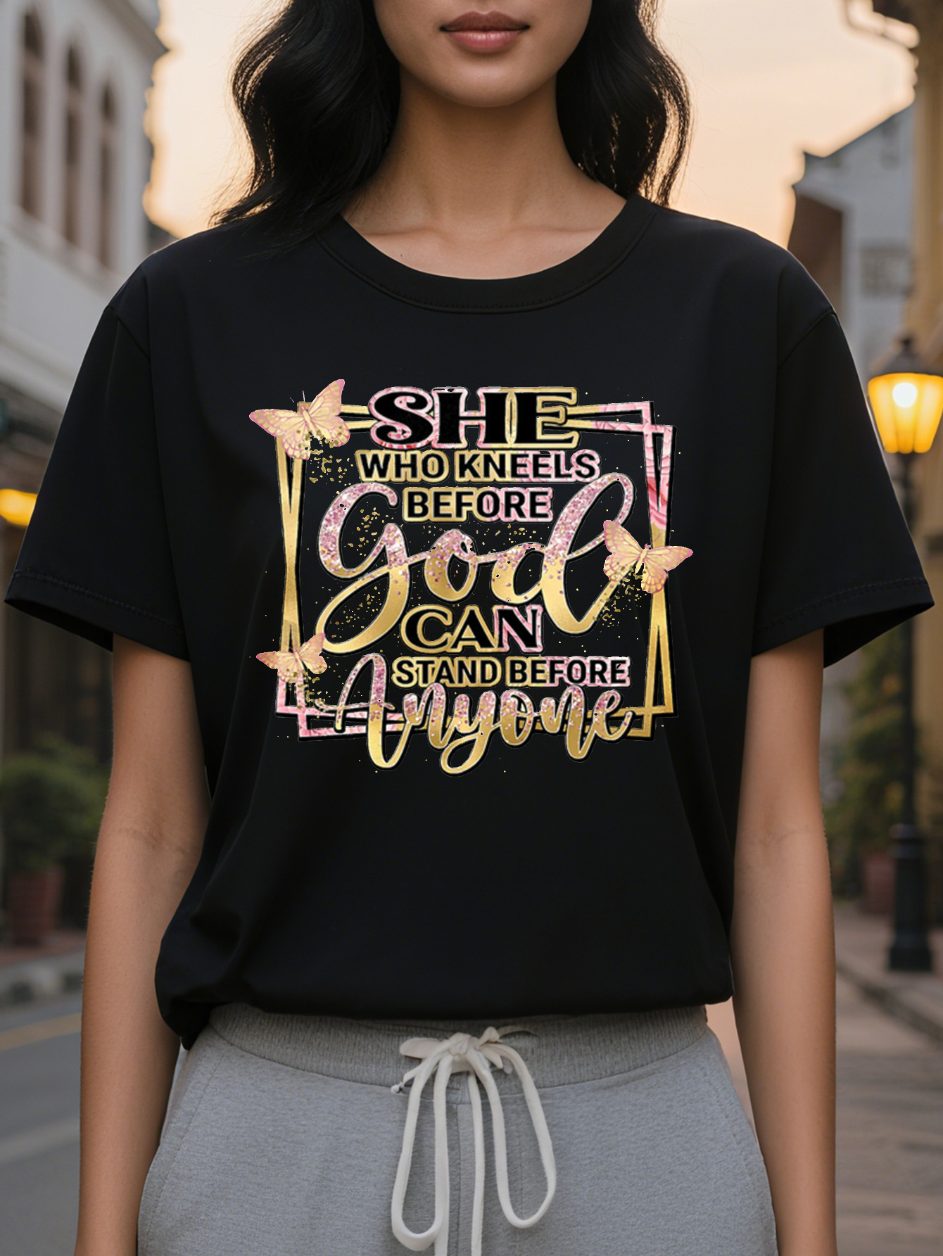 Large XL Letter Print Crew Neck Casual Short Sleeve T-Shirt for Spring Summer Women's Clothing Plus Size