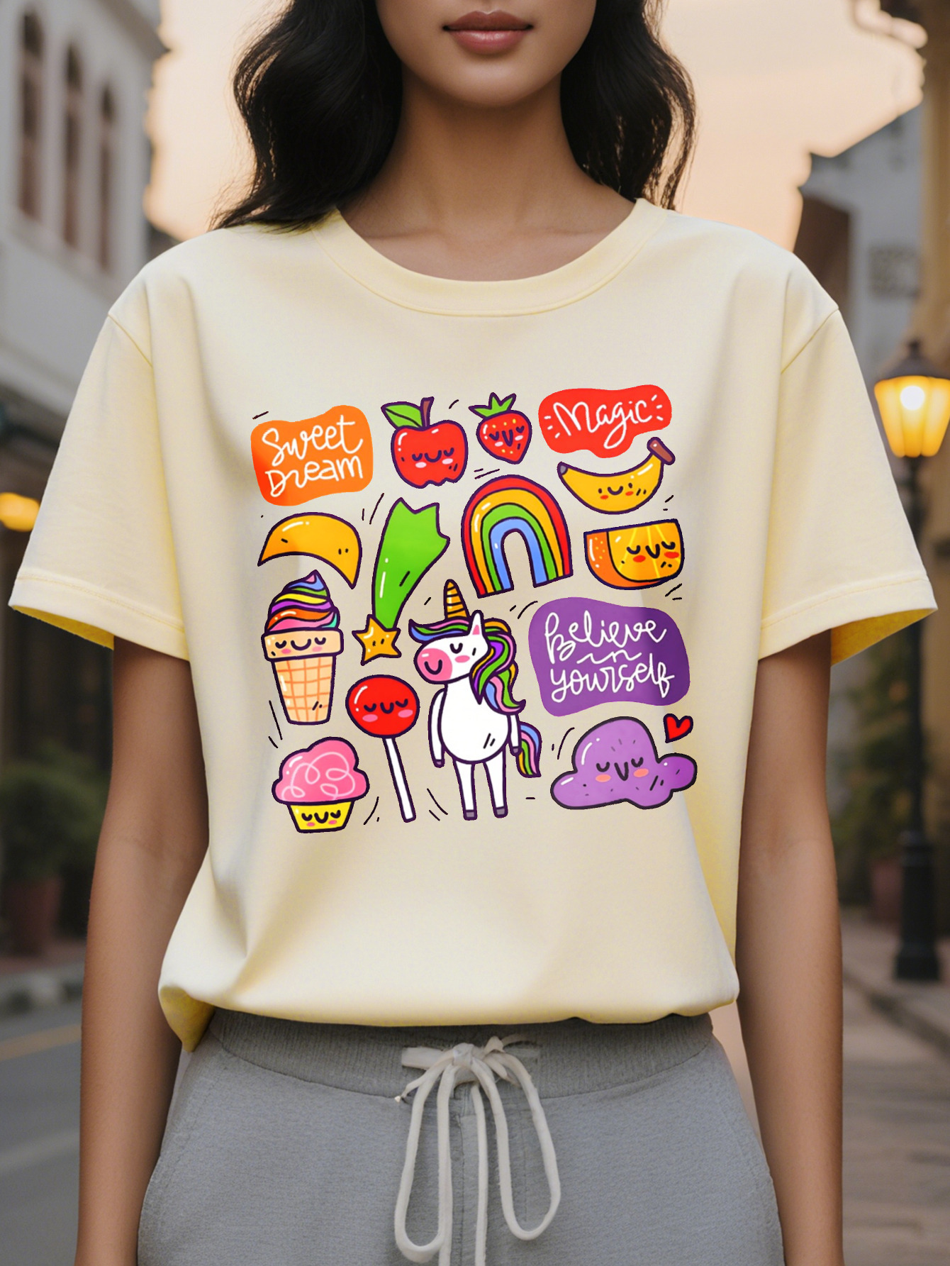 Large XL Women's Pastel Pink T-Shirt Cute Sweet Dreams Feel About Yourself Messages Lightweight Semi Sheer Casual Summer Plus Size