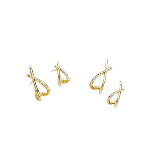 2025 Cross Rhinestone Copper Gold-Plated Zircon Hypoallergenic Earrings