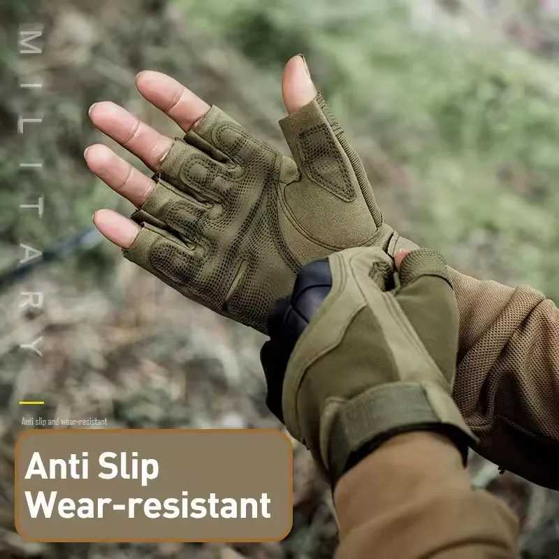 Mens WoMens Summer Tactical Gloves Half Finger Reinforced Palm Durab AntiSlip Protective Military Sty for Hunting CyclingXJ250904