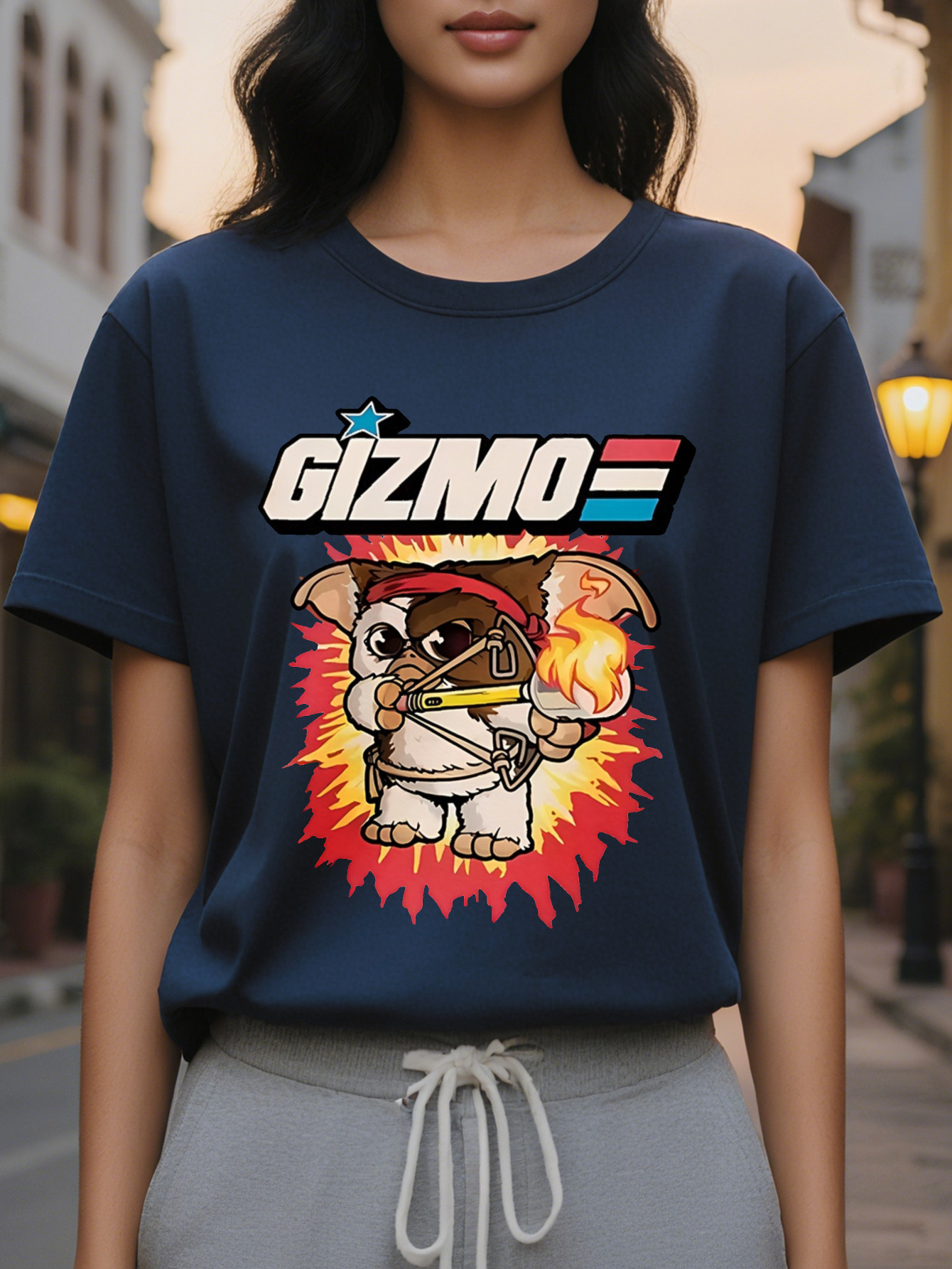 Gizmo Women s Casual Cartoon Dog Pattern Printed Short Sleeve T Shirt Thin Round Neck Loose Spring Summer Top