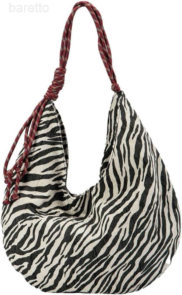 Shoulder Bag for Women Large Canvas Tote Bag Slouchy Crescent Handbag Underarm Purses Animal Print M250903