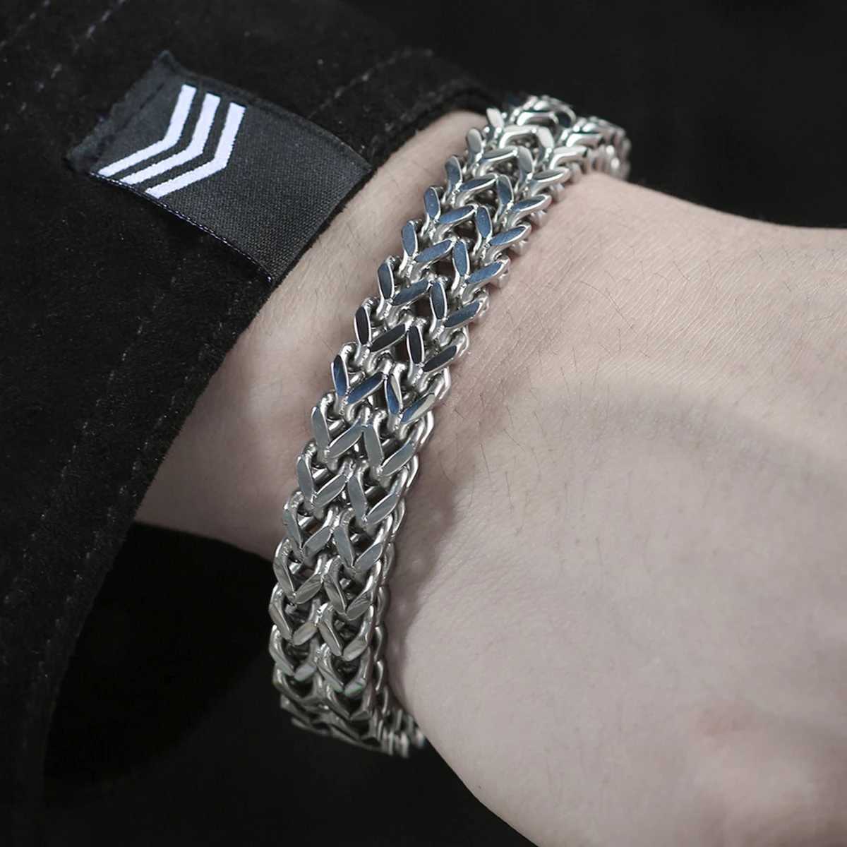 Fashion Men Cuban Bracelet Stainl Steel Wen Bracelet On Hand For Couple Unisex Wrist Chain Jewelry Y250904