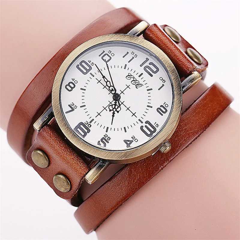 1pc Wens Watch Fashion Round Dial Retro Leather Strap Quartz Watch X250904