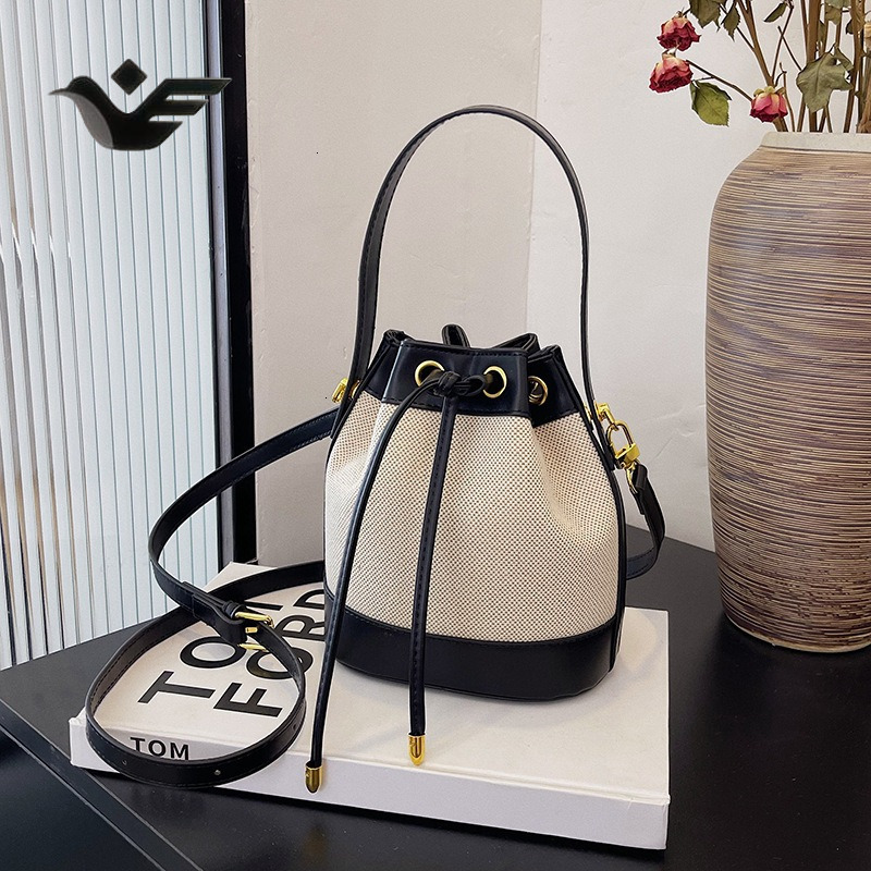 Feiyan Free Shipping New Designer Bag Luxury Shopping Bag Trade Women's Bag Versatile Color-block Women's Bucket Bag Drawstring Closure Sing