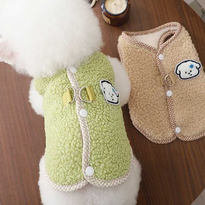 Animal Pattern Dog Clothes Bichon Frise Warm Vest Teddy Winter Solid Color Open Button Shirt Yorkshire Cartoon et W250904