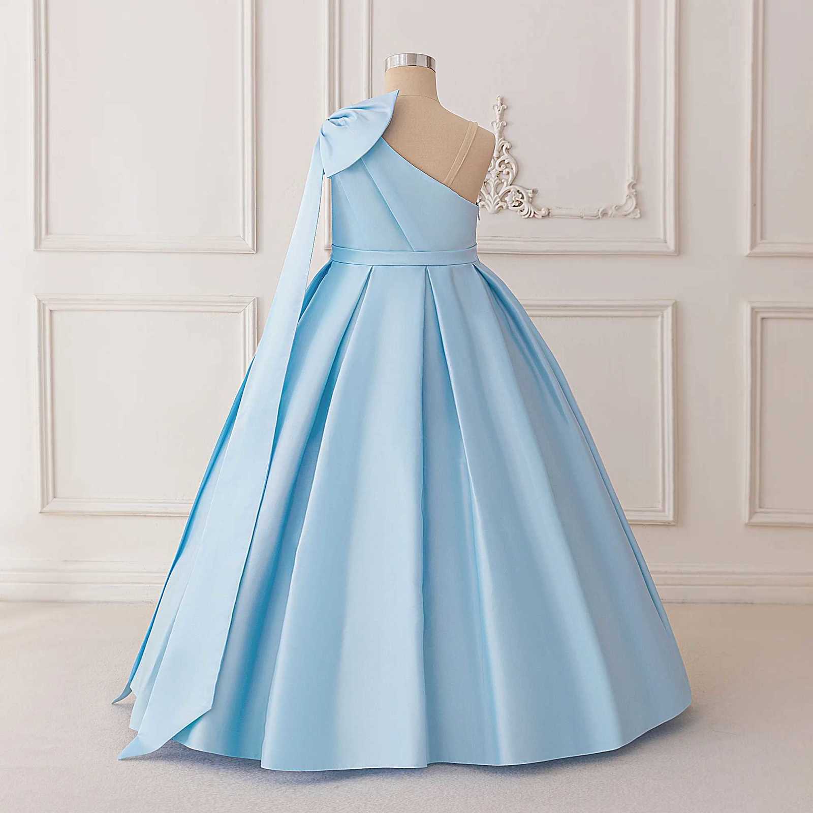 Fashion Bow Bridesmaids Party Girls Dress Elegant Wedding Birthday Princess Prom Dresses for Girl Gala First Communion Costumes Z250904