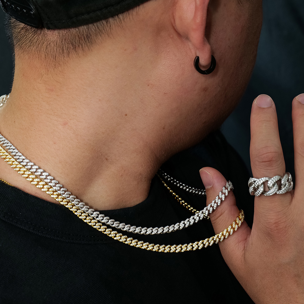 Wholesale 6mm Diamond Tester Cuban Link Chain 925 Sterling Silver Hip Hop Style Iced DVVS Moissanite Necklace