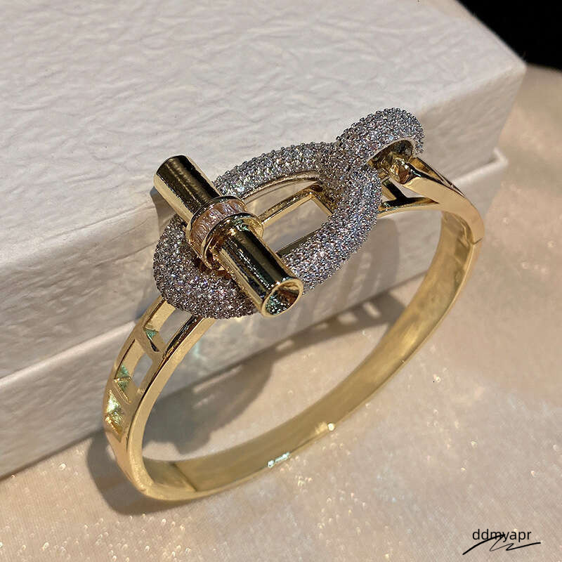 New Horizontal Bar OT Ddmyday Series Ring Bracelet Set Pig Nose Light Copper Inlaid With Zircon Ddmyday