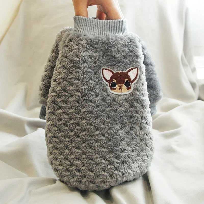 Warm Outfit Fleece Pet Clothes Sweater Cute Chihuahua Print Coat Small Medium Dog Clothes Hoodie et Teddy Bulldog Chihuahua W250904