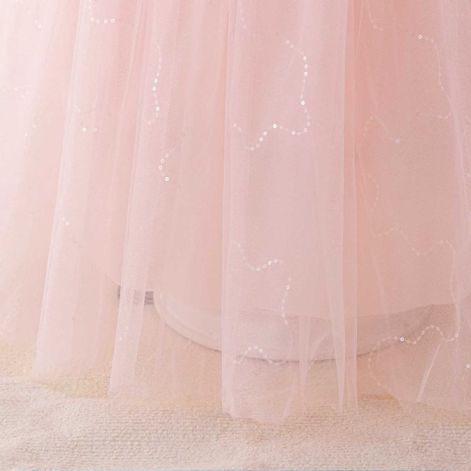Fashion Flower Bridesmaid Girls Dress Elegant Bow Wedding Evening Princess Birthday Party Dress Graduation Baptism Kids Clothing Z250904