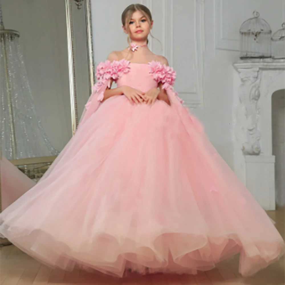 Flower Wedding Party Dress For Girls Kids Princess Tutu Dresses Girl Fashion Lace Birthday Clothes Summer Evening New Prom Gown Z250904