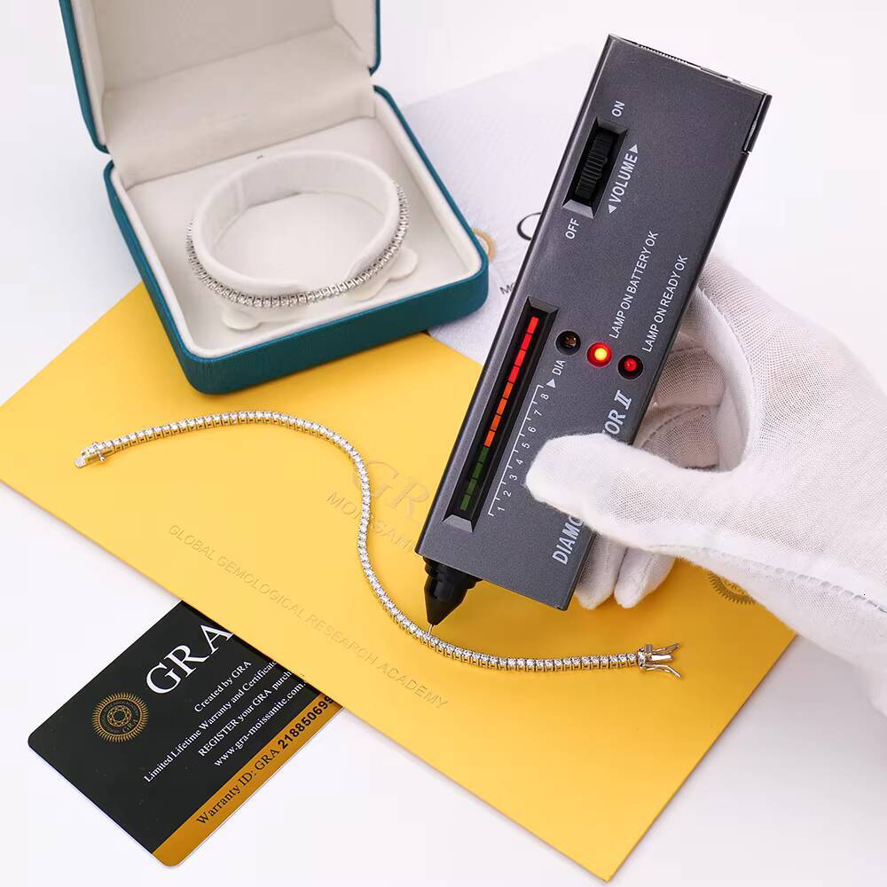 S925 Sterling Silver 2mm D VVS Moissanite Tennis Chain Mossanite Bracelet for Women Men Luxury Jewelry Hip Hop Style