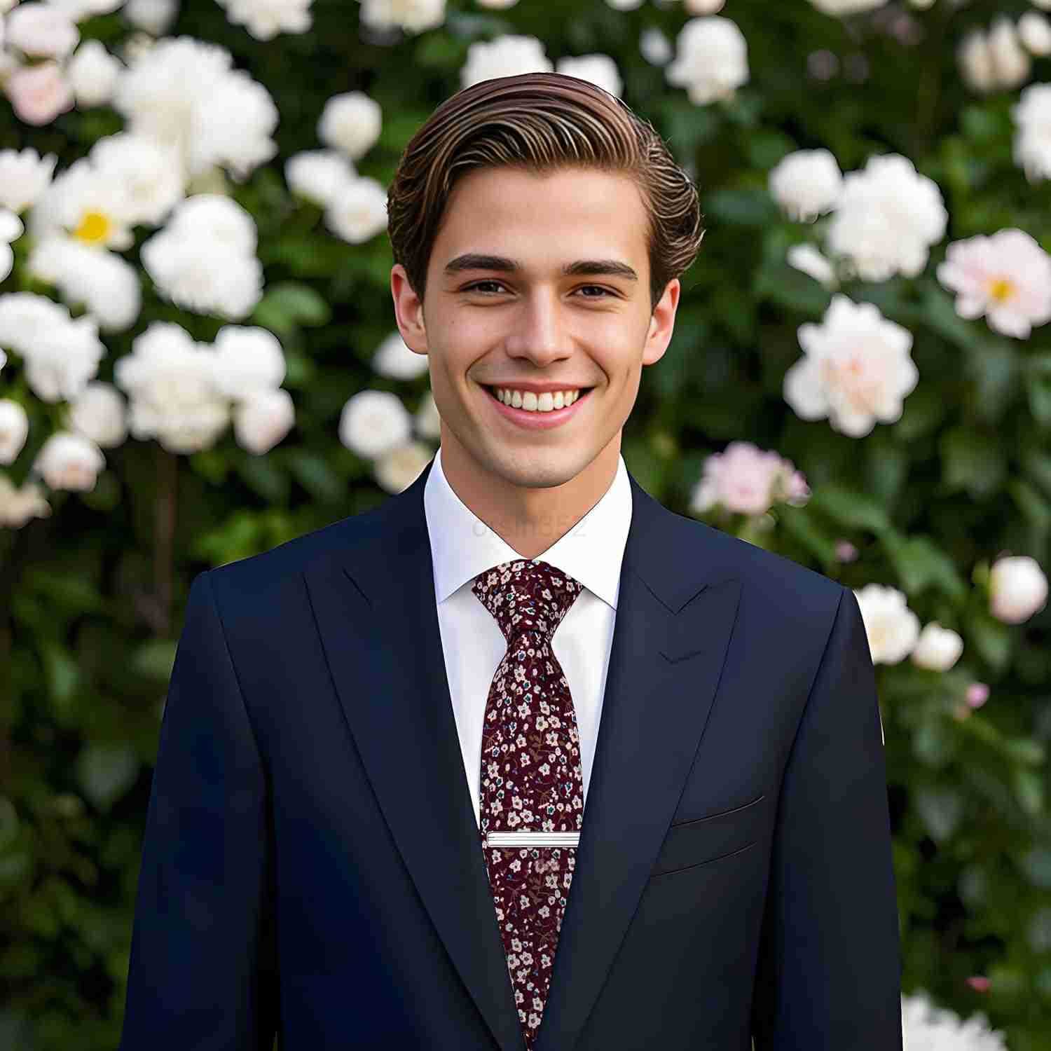 Tie for Men 25 Printed Skinny Necktie Pocket Square Tie Clip Set Flower Wedding Party GroomW250904