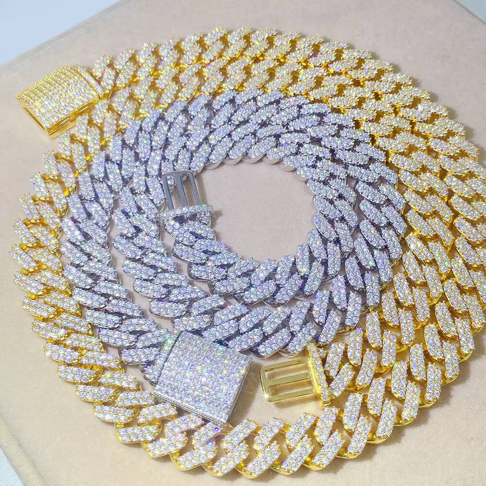 Unisex Luxury Sterling Silver Mens Necklace Moissanite Cuban Jewelry