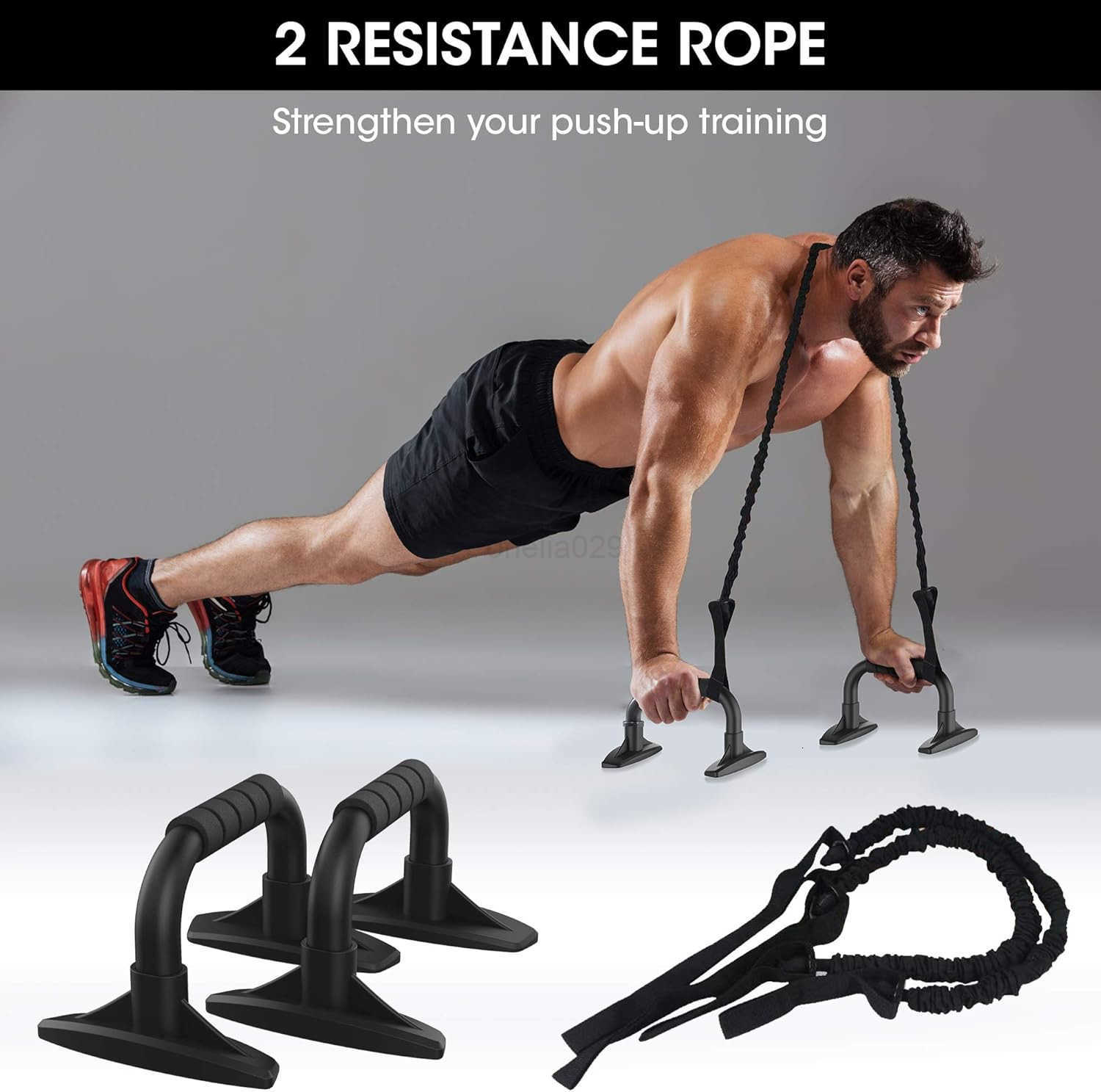 Ab Roller Wheel 6in1 Ab Roller Kit with Knee Mat PushUp Bars Resistance Bands Workout Poster Workout Guide Perfect Home Gym Equipment for Men Women Ab
