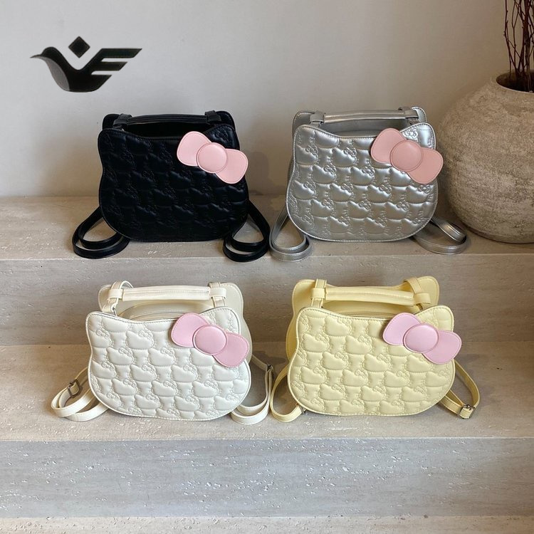 Feiyan Free Shipping New Designer Bag Luxury Shopping Bag Sweet Cute Kitty Cat Backpack Cartoon Bow Simple Fashionable Textured Student School Bag For