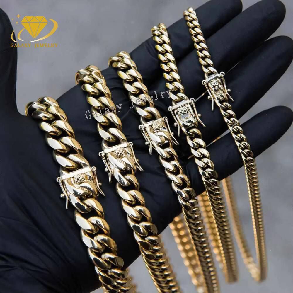 18k Gold Plated 6mm20mm Vvs Moissanite Clasp Luxury 925 Sterling Silver Hip Hop Diamond Cuban Link Plain Chain