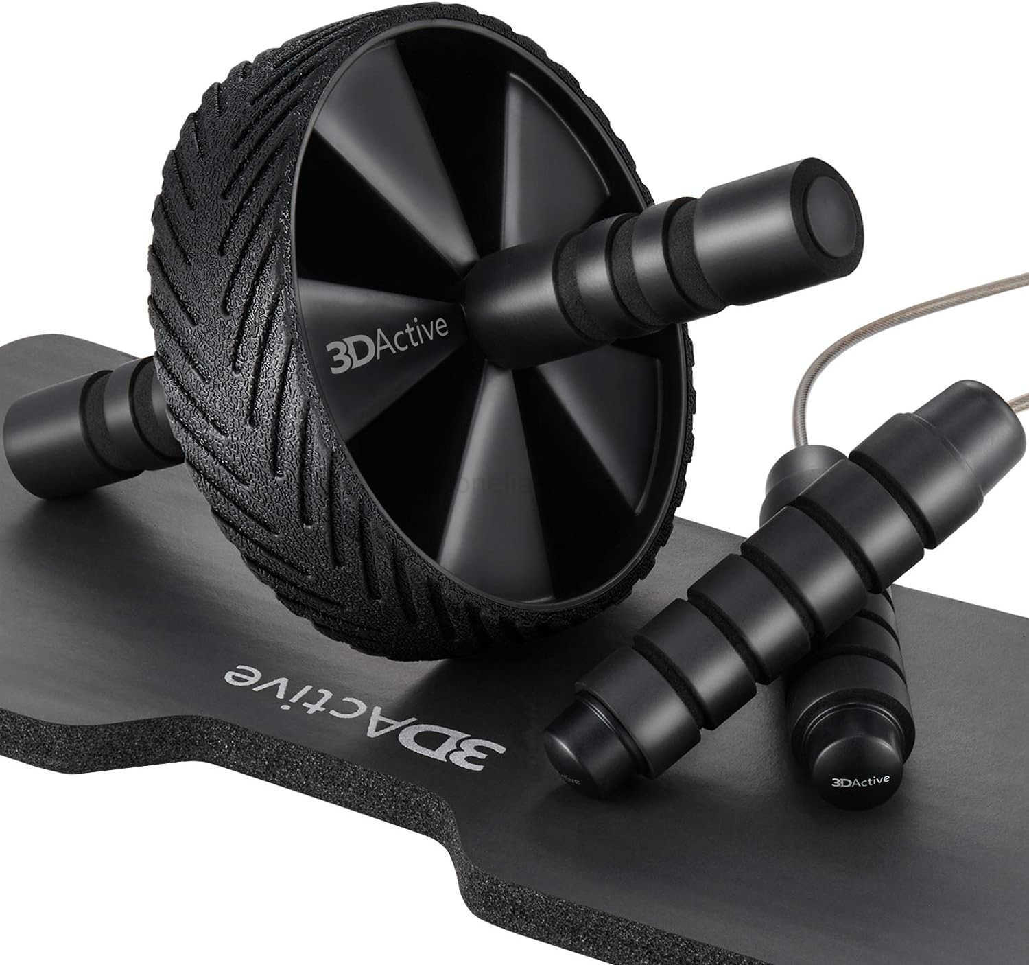 Ab Roller Wheel with Jump Rope Knee Mat Home Gym Exercise Equipment for Abs Workout Core Training Cardio Workouts W250904