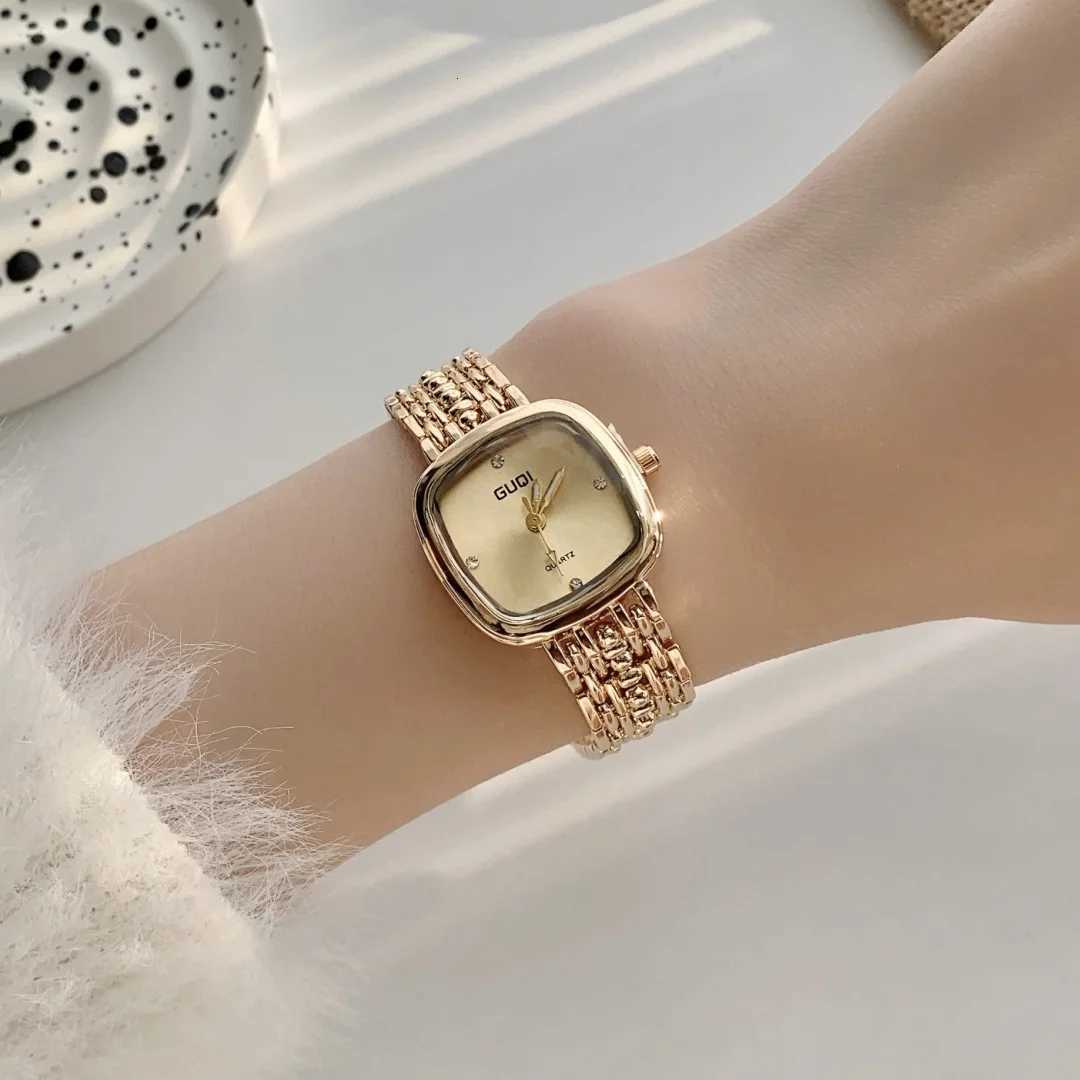 Simple Golden Quartz Watch for Wen Retro Luxury Gift Ladies Watches Small Dial Stainless Steel Strap Wristwatches Montre Femme X250904