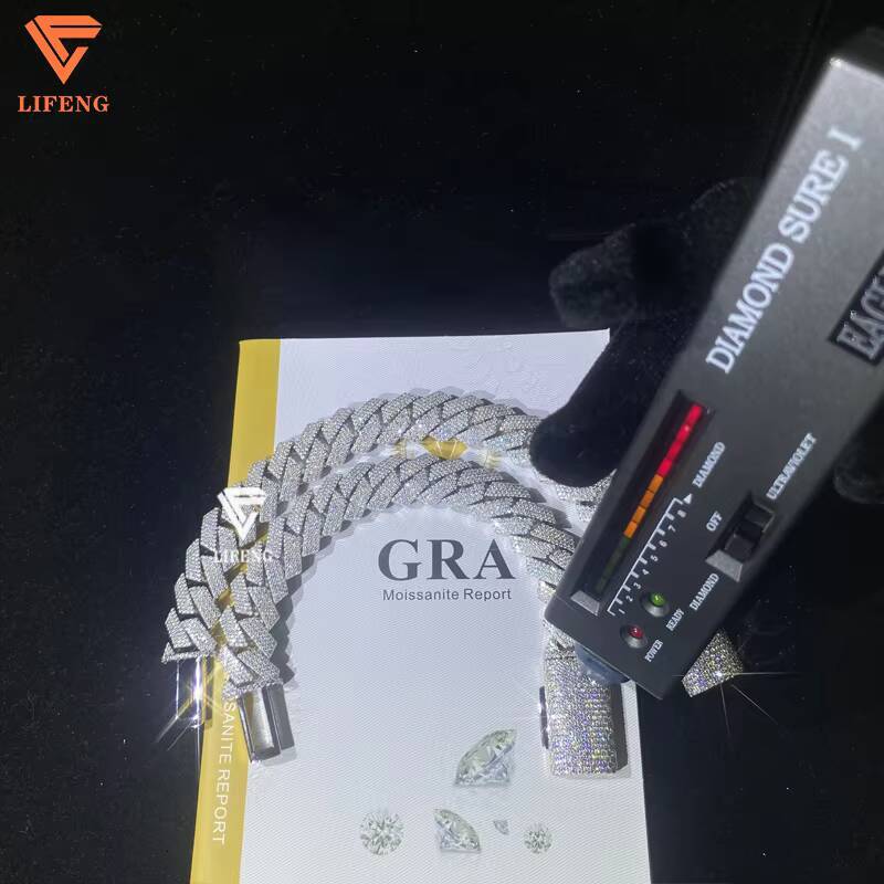 15mm 4 Rows 18mm Wide 3 Rows925 Sliver Mossanite Cuban Link Chain Iced Out Cuban Link Bracelet for Men