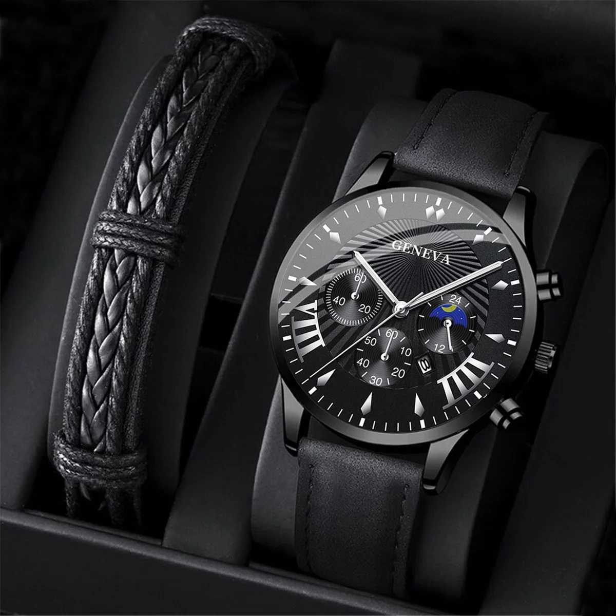 Fashion Mens Sports Watches 12PCS Set Man Business Leather Bracelet Quartz Watch Luxury Men Casual Cndar Clock Reloj Hbre X250904