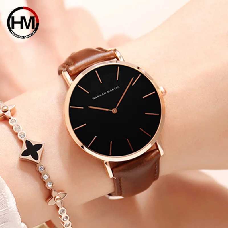 Hh Martin Hot Fashion Simple Japan Quartz Movement Watch Leather Strap Clock Wen Analog Waterproof Wrist watch Reloj Mujer X250904