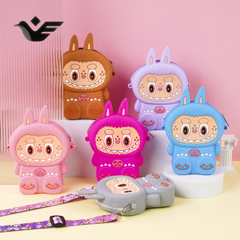 Feiyan Free Shipping New Designer Bag Luxury Shopping Bag New Labubu Silicone Coin Purse In Stock Children's Cartoon Fashion Coin Purse Student C