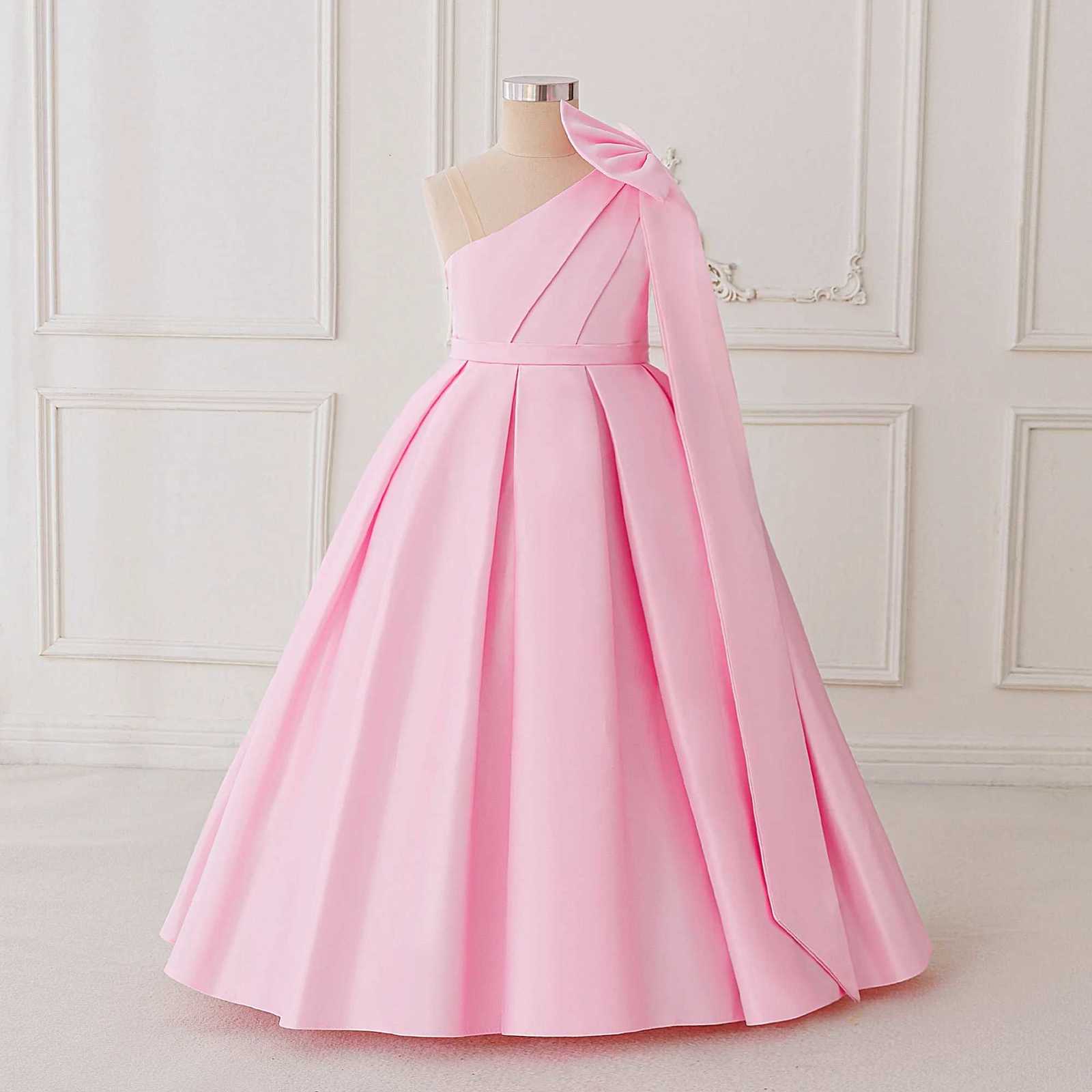 Fashion Bow Bridesmaids Party Girls Dress Elegant Wedding Birthday Princess Prom Dresses for Girl Gala First Communion Costumes Z250904