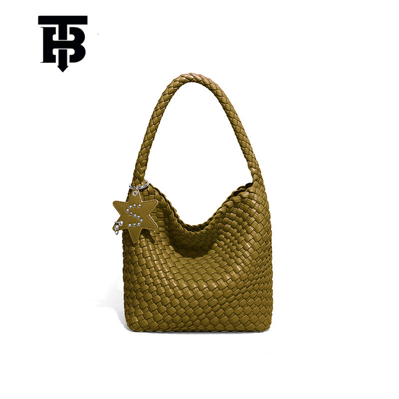 TB BHULAMTE Gun Gun Same Style Designer s bag Champagne Gold Woven Bag Tote Bag Star Pendant Large Capacity High-end Fashion Shoulder Bag Mother and C
