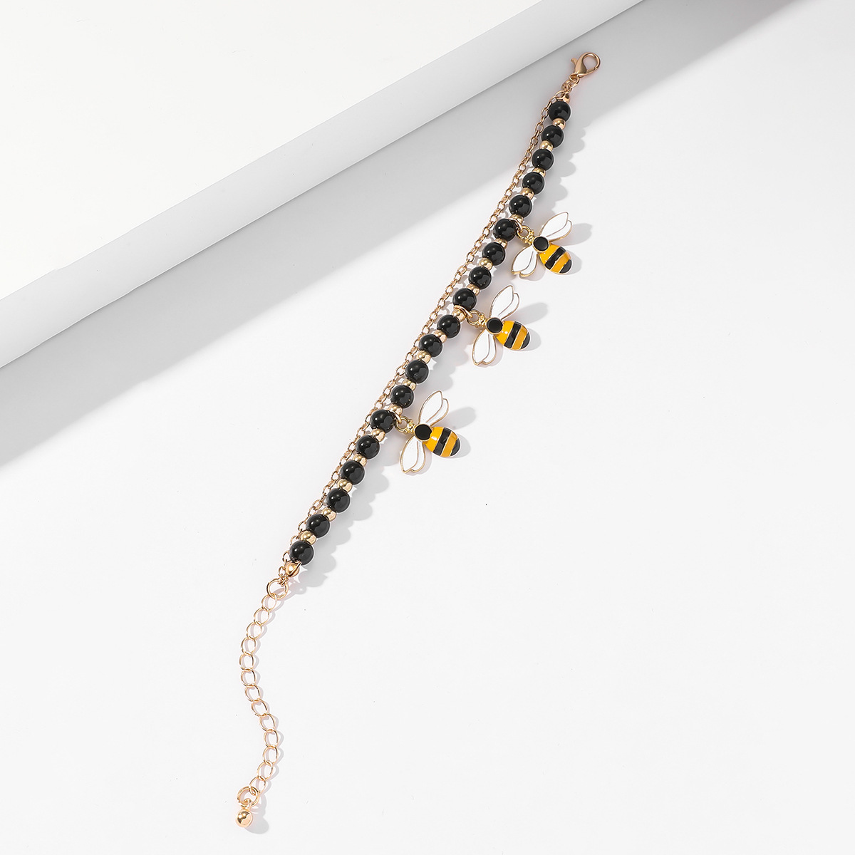 Bohemian Teacher's Day Beaded Bee Pendant Multi-layer Stacking Bracelet Honeycomb Design